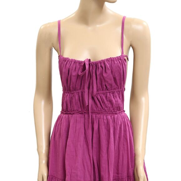 Free People Free -est Taking Sides Mini Dress Open Back Tiered Ruffle M 283483 - Picture 6 of 9